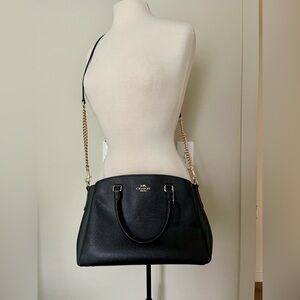 Coach Black Shoulder Bag with Gold Chain